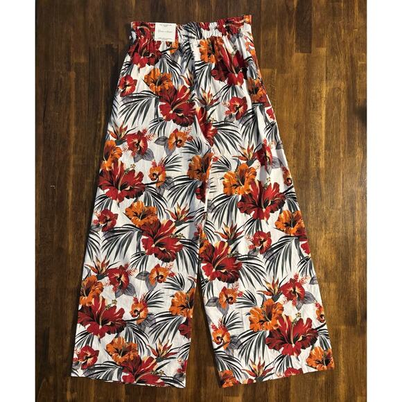 Haver + Blair Women’s XS Pants Wide Leg Crop Pull On Linen High Rise Tropical - Picture 4 of 12